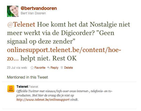 @Telenet Hoe komt het dat Nostalgie niet meer werkt via de Digicorder? "Geen signaal op deze zender" http://t.co/YkZXE1W helpt niet. Rest OK
